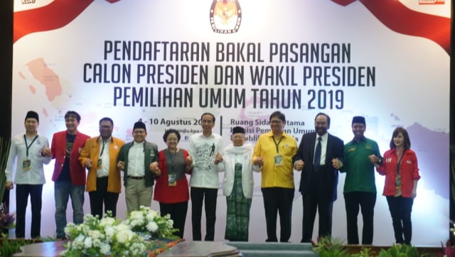 Suasana pendaftaran Jokowi dan Ma'ruf Amin sebagai capres-cawapres 2019 di kantor KPU, Jakarta, Jumat (10/8/2018). (Foto: Nugroho Sejati/kumparan)