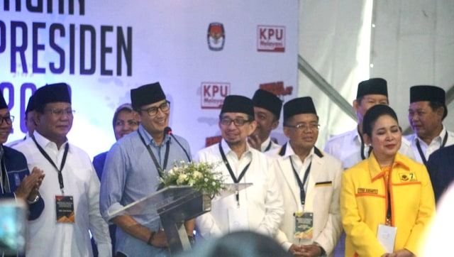 Suasana pendaftaran Prabowo dan Sandiaga Uno sebagai Capres dan Cawapres 2019 di KPU, Jakarta, Jumat (10/8/2018). (Foto: Nugroho Sejati/kumparan)