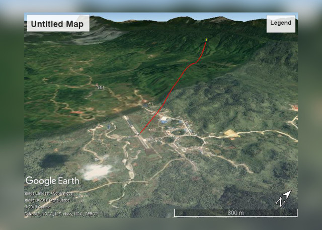 Peta Jatuhnya Pesawat Dominim. (Foto: dok. Google Maps)