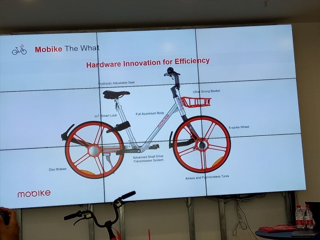 Inovasi sepeda mobike mencakup rantai yang tidak putus sampai rangka daur ulang (Foto: Rachmadin Ismail)