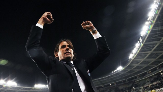 Selebrasi Simone Inzaghi. (Foto: AFP/Marco Bertorello)