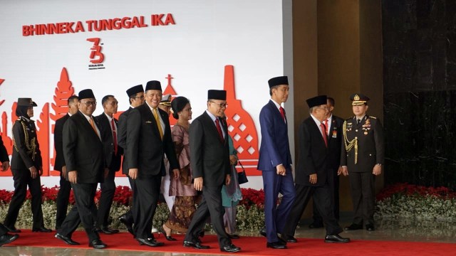 Presiden Joko Widodo dan Wakil Presiden Jusuf Kalla hadir di Sidang Tahunan MPR, Jakarta (16/8/2018). (Foto: Yudhistira Amran Saleh/kumparan)