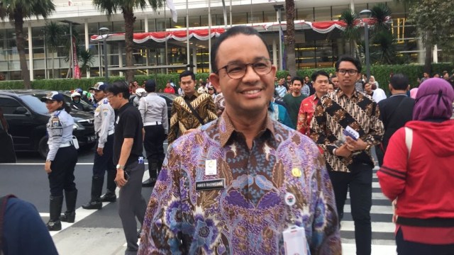 Gubernur DKI Jakarta Anies Baswedan di Bundaran HI, Kamis (16/8/18). (Foto: Moh Fajri/kumparan)