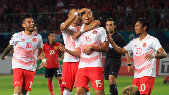 Selebrasi gol Timnas Indonesia U-23. (Foto: ANTARA/INASGOC/Hery Sudewo)
