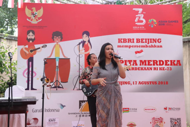 Perayaan HUT ke-73 Rebublik Indonesia di KBRI Bejing, Jumat (17/8/2018). (Foto: Dok. KBRI Bejing)
