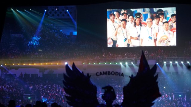 Defile kontingen pada pembukaan Asian Games 2018. (Foto: Nugroho Sejati/kumparan)