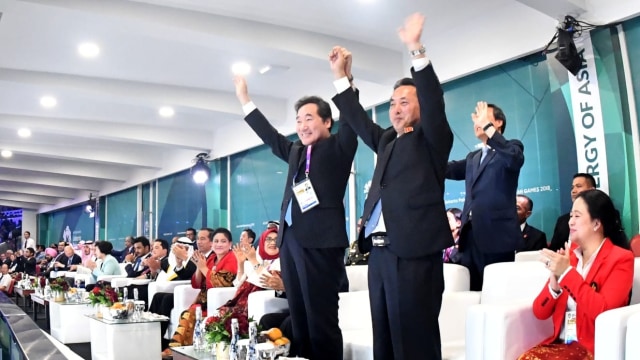 Jokowi terima PM Korsel dan Wakil PM Korut. (Foto: dok. Biro Pers Setpres)