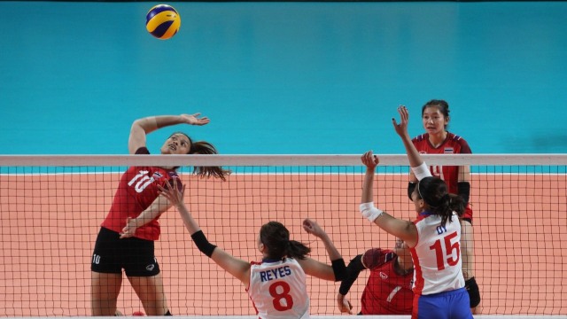 Pertandingan bola voli putri antara Thailand vs Filipina di Asian Games 2018 (Foto: Nugroho Sejati/kumparan)