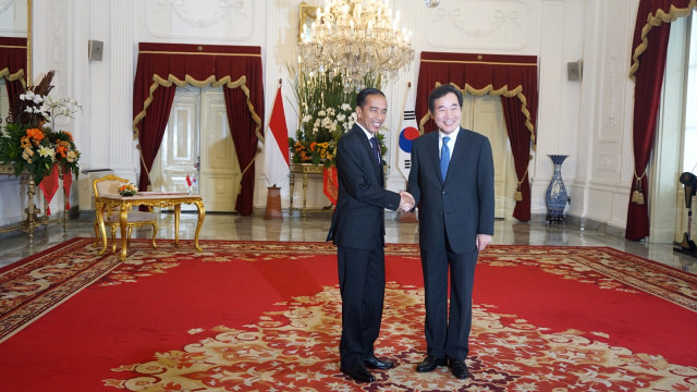 Jokowi Terima PM Korea Selatan di Istana Merdeka, Senin(20/8/2018). (Foto: Yudhistira Amran Saleh/kumparan)