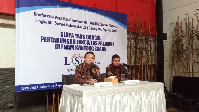 Rilis Survei Denny JA di Rawamangun, Jakarta Timur, Selasa (21/8/2018). (Foto: Kevin Kurnianto/kumparan)