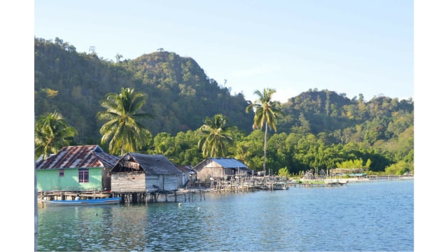 Beberapa rumah warga di Dusun Tatinang, Kabupaten Seram Bagian Barat (Foto: Bagas/kumparan)