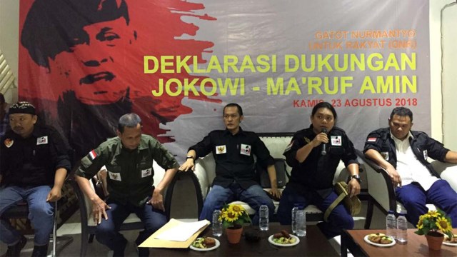 Deklarasi Presidium Relawan Gatot Nurmantyo kepada Jokowi-Ma'ruf Amin di Jakarta, Kamis (23/8/2018). (Foto: Rafyq Panjaitan/kumparan)