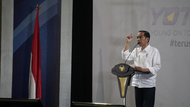 Presiden RI, Joko Widodo di acara YOTNC 2018, Balai Kartini, Jakarta. (Foto: Jamal Ramadhan/kumparan)