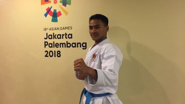 Karateka Indonesia, Ahmad Zigi Zaresta Yuda ketika ditemui awak media, Jakarta, Sabtu (25/08/2018). (Foto: Arif Utama/kumparan)