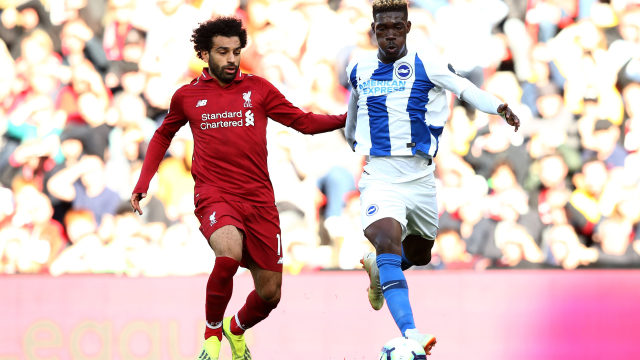 Aksi Salah di laga Liverpool vs Brighton. (Foto: Jan Kruger/Getty Images)