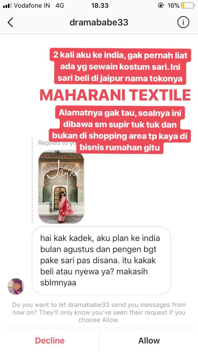 Rekomendasi Dari Kadek Arini Soal Toko yang Menjual Pakaian Khas India (Foto: Instagram (@kadekarini))