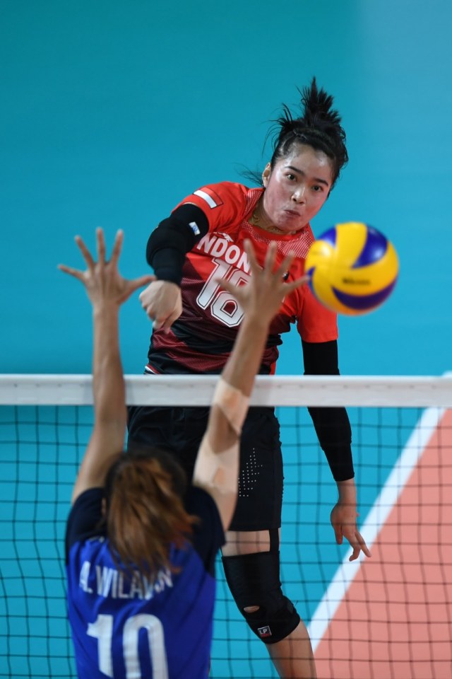 Pertandingan bola voli putri Asian Games 2018,Indonesia vs Thailand di Tennis Indoor Senayan (NOT COVER)