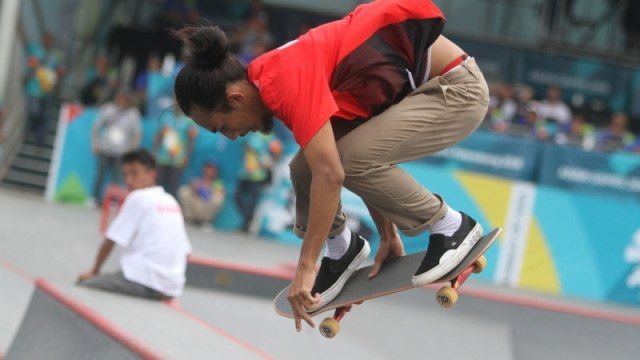 Pevi Permana Putra beraksi di Asian Games 2018. (Foto: ANTARA FOTO/INASGOC/Rahmad Suryadi)