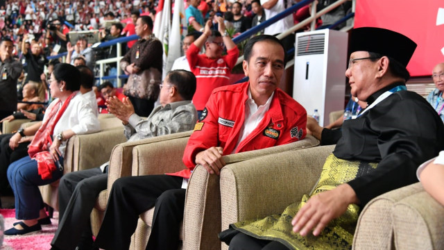 Jokowi dan Prabowo nonton bareng final pencak silat Asian Games 2018, Rabu (29/8/18). (Foto: Biro Pers Setpres)