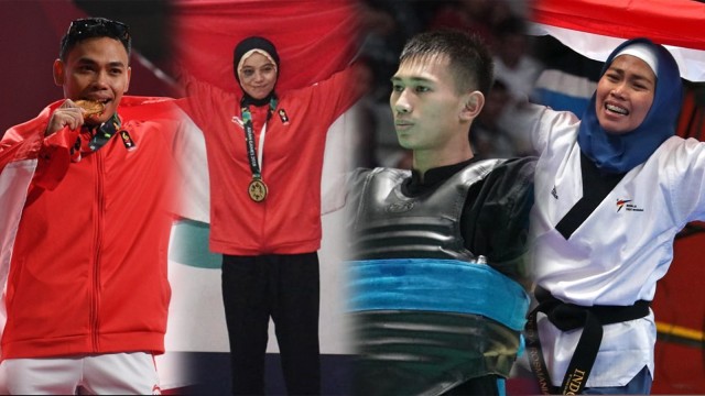 Empat atlet peraih medali emas di Asian Games 2018. (Foto: Helmi Afandi/kumparan, Aditia Noviansyah/kumparan, Reuters/Cathal Mcnaughton)