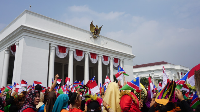 Penyambutan kedatangan Presiden Namibia di Istana Bogor, Kamis (30/8/2018). (Foto: Yudhistira Amran Saleh/kumparan)