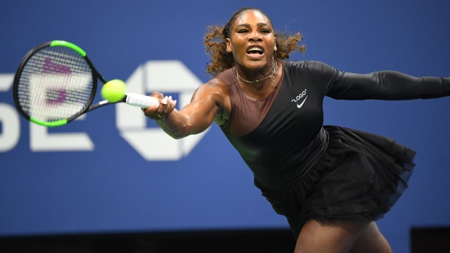 Serena Williams di laga pertama AS Terbuka 2018. (Foto: REUTERS/Robert Deutsch-USA TODAY Sports)