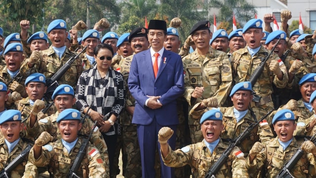 Presiden Jokowi akan melepas 970 Pasukan Perdamaian ke Lebanon, Jumat (31/08/2018). (Foto: Yudhistira Amran Saleh/kumparan)