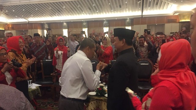 Prabowo hadiri Seminar Nasional Paradoks Indonesia di Hotel Sahid, Sudirman, Sabtu (1/9/2018). (Foto: Ricad Saka/kumparan)