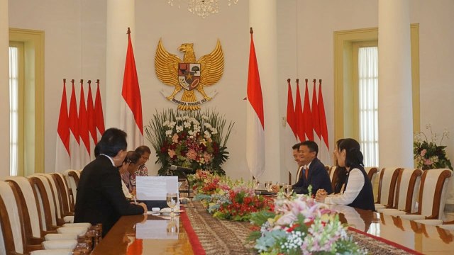 Jokowi terima Jack Ma di Ruang Garuda, Istana Bogor, Sabtu (1/9/2018). (Foto: Yudhistira Amran Saleh/kumparan)