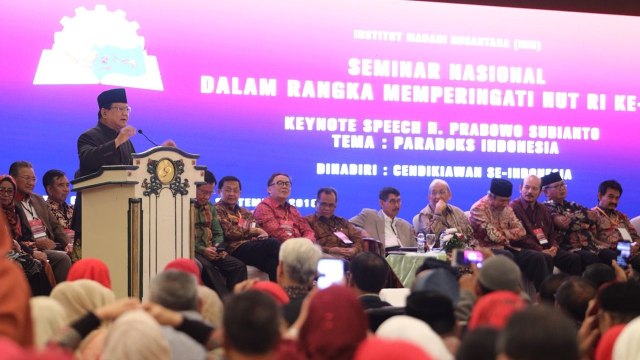 Prabowo Subianto di acara Seminar Nasional Paradoks Indonesia di Hotel Sahid. (Foto: Dok. Istimewa)