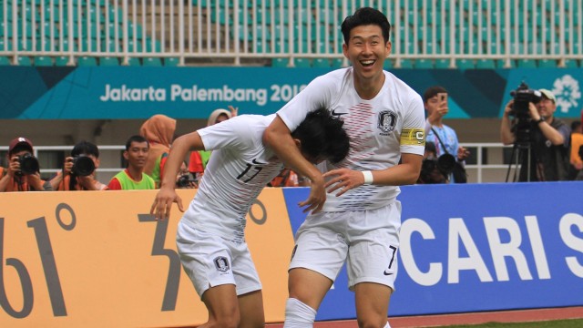 Son Heung-min di Asian Games 2018. (Foto: Antara/Hery Sudewo)