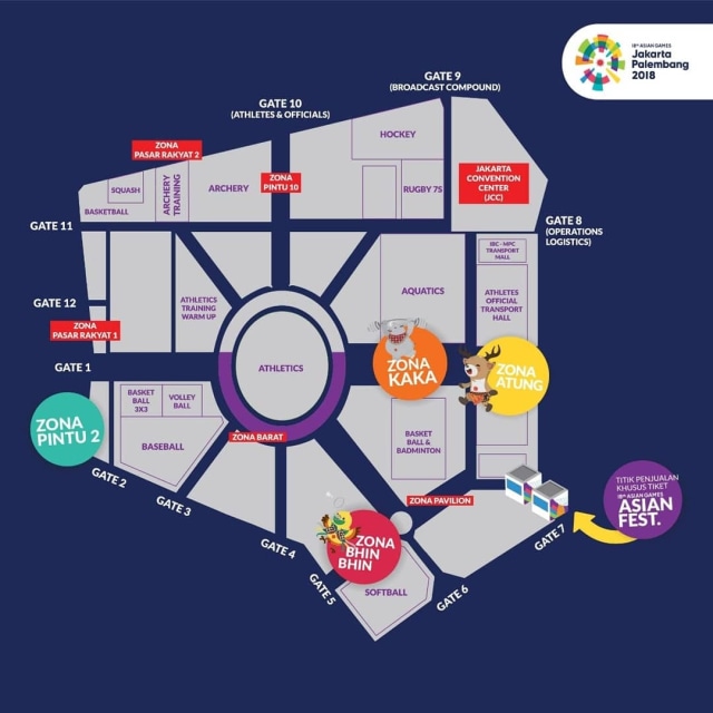 Peta Kompleks Gelora Bung Karno untuk Asian Games 2018. (Foto: Istimewa)