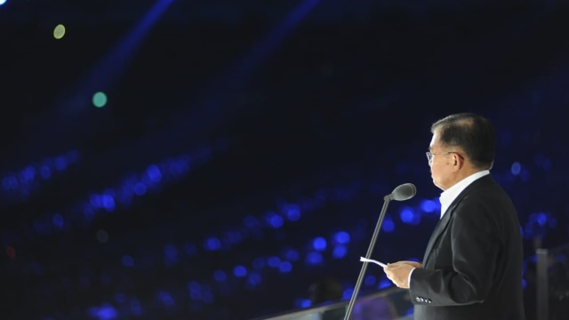 Wakil Presiden Jusuf Kalla memberikan sambutan pada Closing Ceremony Asian Games 2018, Minggu (2/9/18). (Foto: Tim Media Wapres)