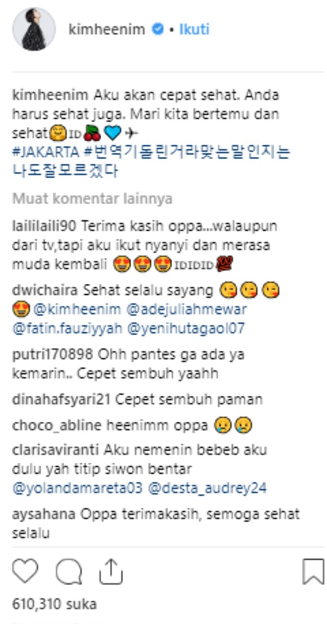 Komentar penggemar di Instagram Heechul Super Junior (Foto: Instagram @kimheenim)