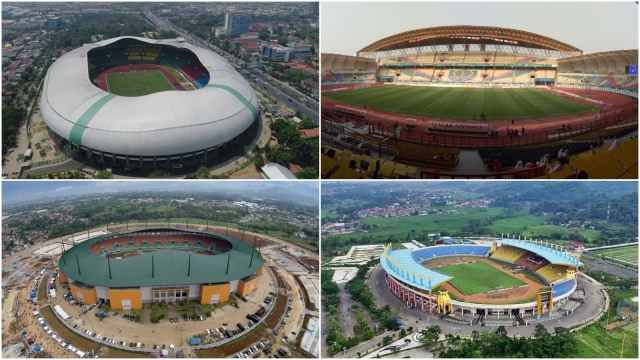Empat stadion di Asian Game 2018. (Foto: Kumparan dan Instagram @ stadionsijalakharupat)