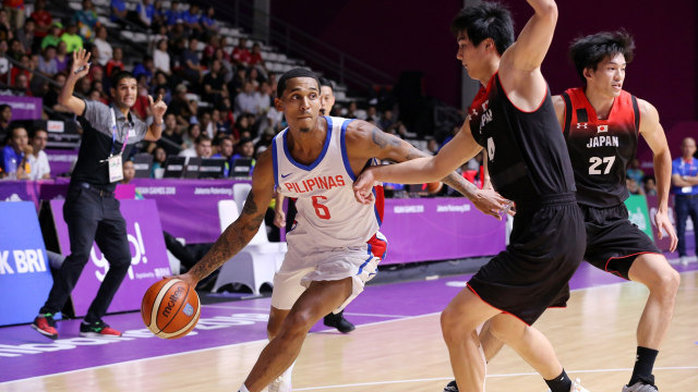 Pemain basket NBA asal Filipina, Jordan Clarkson, di Asian Games 2018. (Foto: Antara/Rocky Padila)