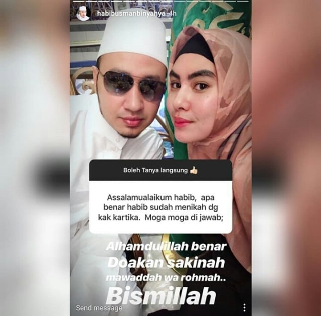 Unggahan Habib Usman soal hubungannya dengan Kartika Putri. (Foto: Instagram Story @habibusmanbinyahya)