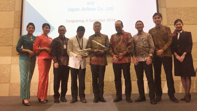 Comprehensive Partnership Agreement Garuda Indonesia dan Japan Airlines di Cengkareng, Kamis (6/9). (Foto: Nurul Nur Azizah/kumparan)