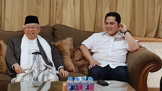 Pertemuan Ma'ruf Amin dan Erick Thohir di Posko Cemara, Jumat (7/9/18). (Foto: Istimewa)