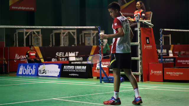 Muhammad Sayyid, peserta tunarungu pada Audisi Final Beasiswa Bulu Tangkis PB Djarum 2018 di GOR Jati, Kudus, Jawa Tengah. (Foto: Aditia Rizki Nugraha/kumparan)