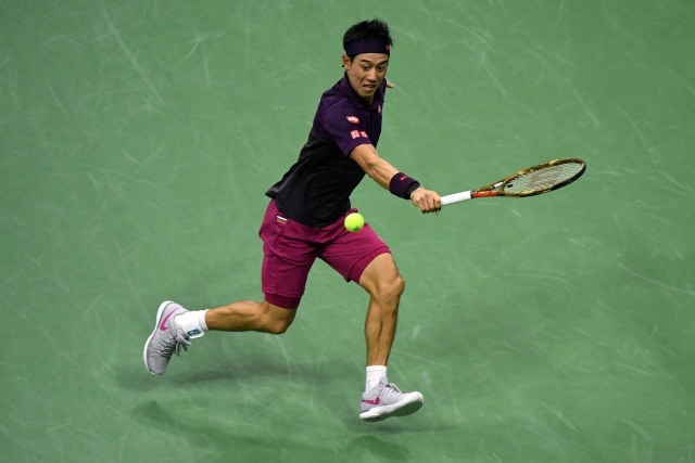 Kei Nishikori di laga semifinal AS Terbuka 2018. (Foto: Danielle Parhizkaran-USA TODAY SPORTS)