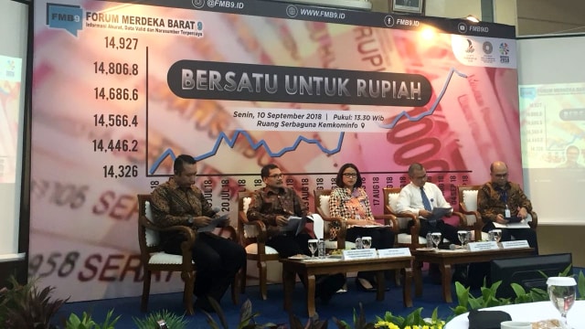 Diskusi Media Forum Merdeka Barat ‘Bersatu untuk Rupiah’ di Kemenkominfo. (Foto: Nurul Nur Azizah/kumparan)