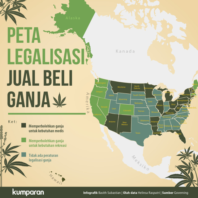 Peta Persebaran Legalisasi Jual Beli Ganja (Foto: Basith Subastian/kumparan )