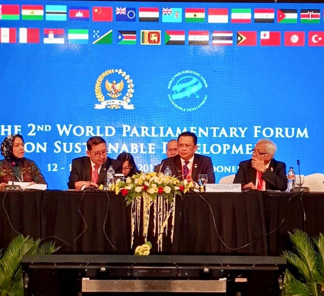 Bambang Soesatyo di World Parliamentary Forum on Sustainable Development (WPFSD) di Bali, Rabu (12/09/18) (Foto: Istimewa)