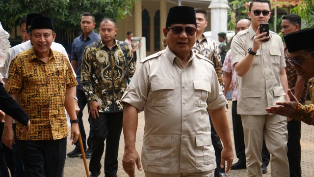 Prabowo Subianto di kediaman (Alm) Gus Dur, Ciganjur, Kamis (13/9/2018). (Foto: Iqbal Firdaus/kumparan)