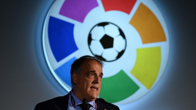 Presiden La Liga, Javier Tebas. (Foto: AFP/Sajjad Hussain)