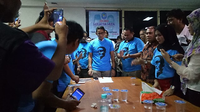 Deklarasi Relawan Indonesia Muda dukung Prabowo Subianto - Sandiaga Uno, eks Jokowers, di Posko Melawai, Jalan Melawai, Jaksel, Jumat (14/9/18). (Foto: Jihad Akbar/kumparan)