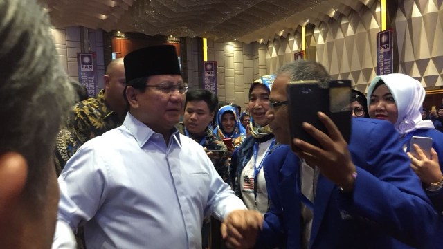 Capres RI, Prabowo Subianto, hadir di pembekalan caleg PAN, Mirsan Simamora, Jakarta, Minggu (16/9/2018). (Foto: Dok. Mirsan Simamora)