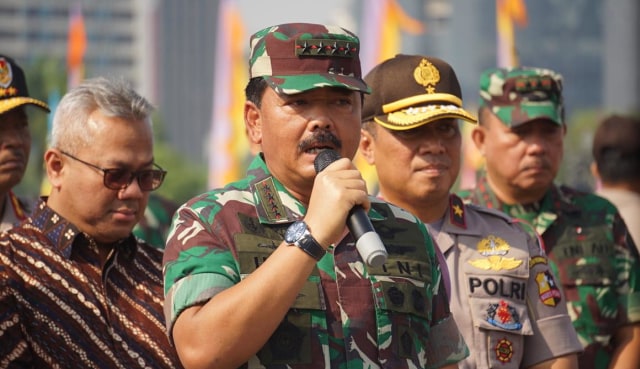 Panglima TNI Marsekal Hadi Tjahjanto usai Apel Mantap Brata 2018. (Foto: Iqbal Firdaus/kumparan)