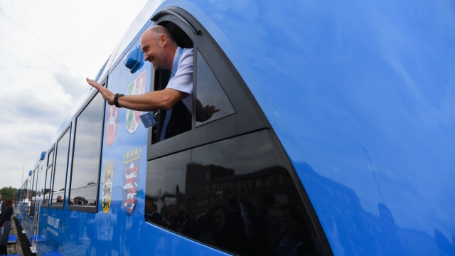 Kereta bertenaga hidrogen di Jerman. (Foto: AFP/Patrik Stollarz)